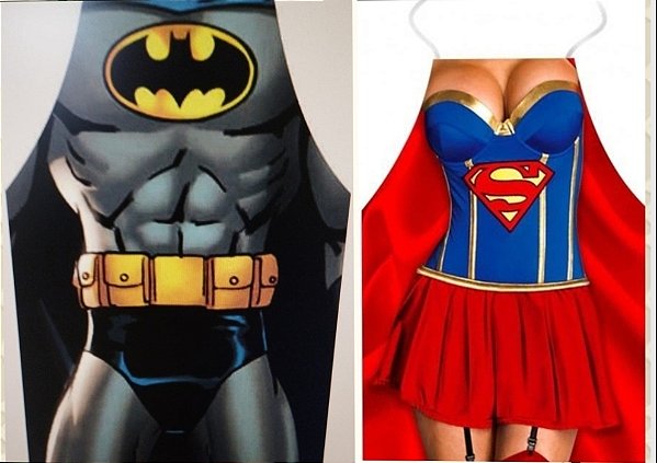 Aventais Divertidos Batman e Super Mulher