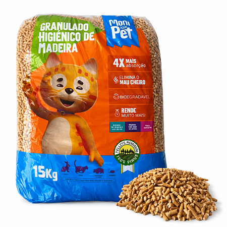 Areia Granulado De Madeira Higiênica 15kg Motta Pet