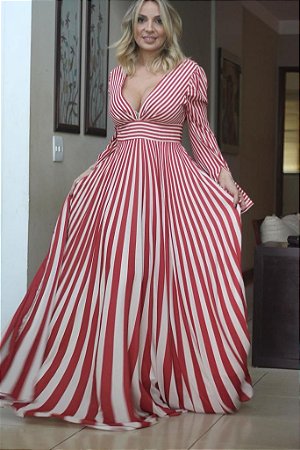 Vestido Longo Listrado