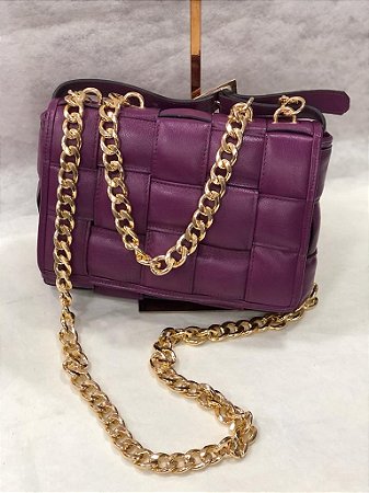 Bolsa de Couro com Alça de Correntes Removível