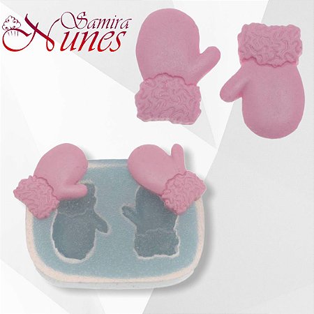 Molde de Silicone Par de Luvas de Natal Flexarte