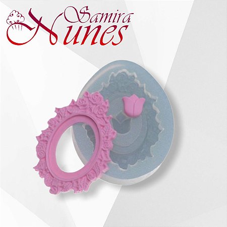 Molde de Silicone Moldura Oval + Tulipa Flexarte