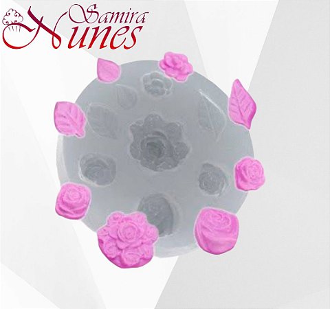 Molde de Silicone Buquet de Rosinha Flexarte