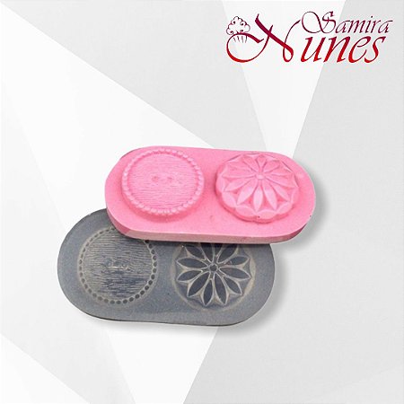 Molde de silicone Botão Duplo Flexarte - 011