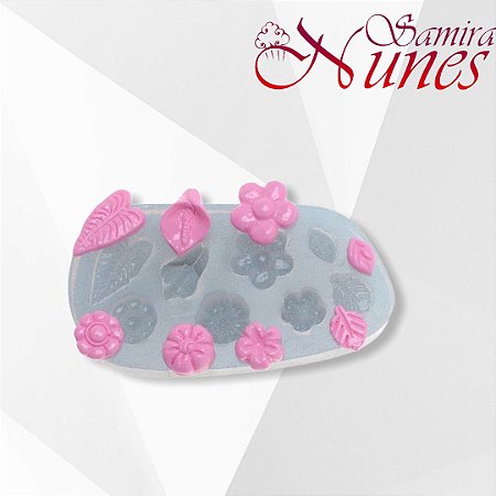 Molde de Silicone Conjunto Floral Flexarte