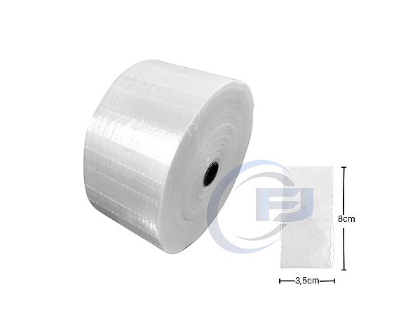 Bobina Unitarização de Medicamentos 3,5x8 Transparente Picotada S/ fita Rolo com 5.000 FJ