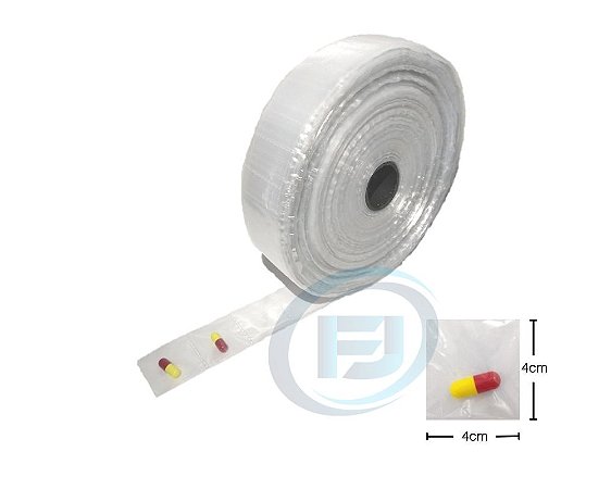 Bobina Unitarização de Medicamentos 4x4 Transparente Picotada S/ fita Rolo com 5.000 FJ