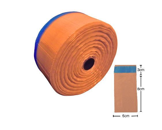 Bobina Unitarização de Medicamentos 5x8 Ambar Picotada C/ Fita Inviolável Rolo com 5.000 FJ