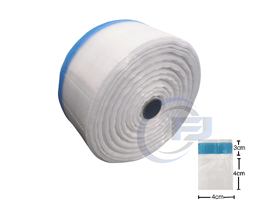 Bobina Unitarização de Medicamentos 4x4 Transparente Picotada C/ Fita Inviolável Rolo com 5.000 FJ