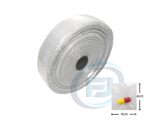 Bobina Unitarização de Medicamentos 4x4 Transparente Picotada S/ Fita Rolo com 10.000 FJ