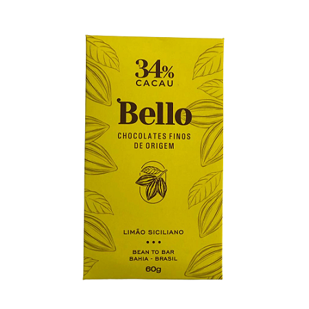 Barra de Chocolate Branco 34% Cacau com Limão Siciliano - Bello Chocolates Finos