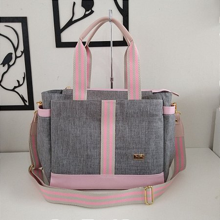 Bolsa Maternidade Passeio Dalulus - Cinza e Rosa