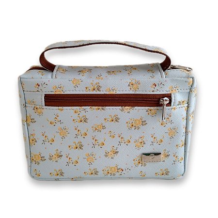 Bolsa Para Bíblia Floral Rosas Azul Claro