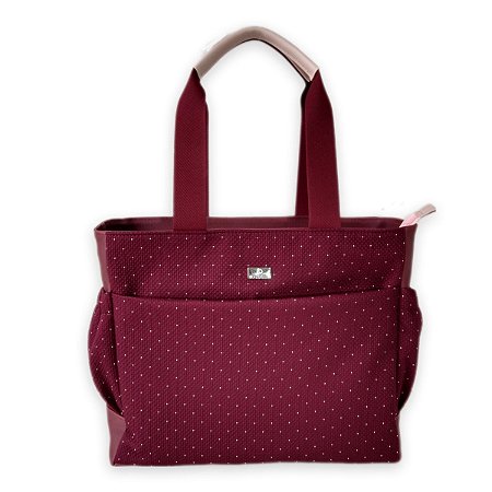 Bolsa Tote Grande - Bolsa Para Notebook Tweed Poá Marsala