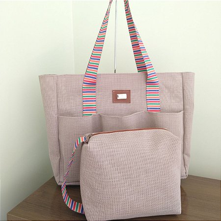 Bolsa de Praia em Tela  Kit Dalulus - Bege Colors