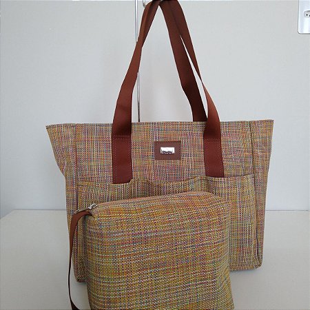 Bolsa de Praia em Tela  Kit Dalulus - Caramelo