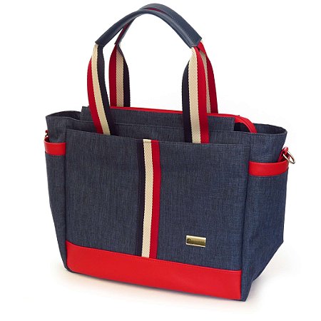 Bolsa Tote da Mamãe - Azul Marinho e Vermelho
