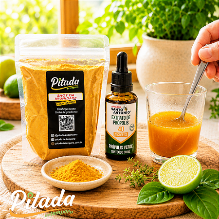 Kit Shot da Imunidade 4,5% de Curcumina + Extrato de Própolis Verde Concentrado 40% 30ml