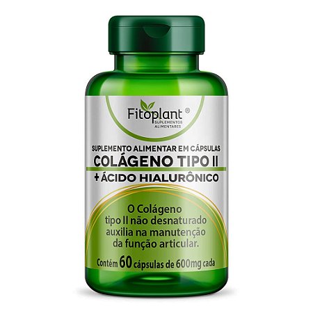 Colágeno Tipo II + Ácido Hialurônico 600mg 60caps - Fitoplant