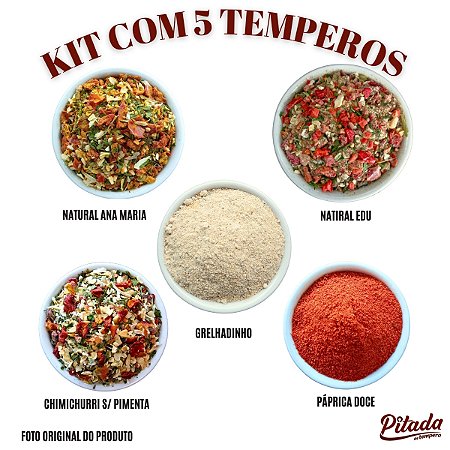 Kit Páprica Doce, Chimichurri, Natural Ana Maria, Natural Edu, Grelhadinho
