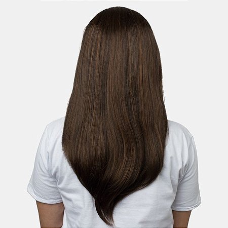 Aplique Liso Longo Hairdo 63cm Chocolate Com Mechas Cobre