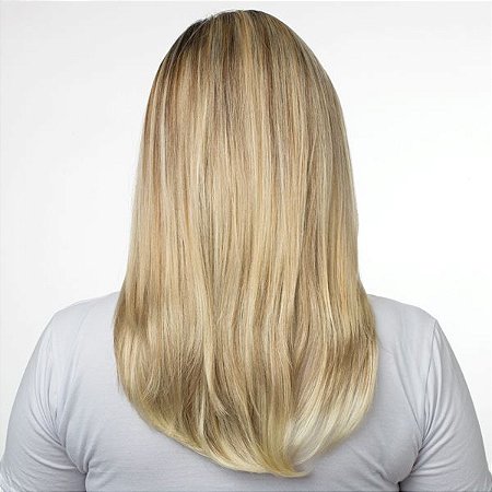 Aplique Liso Médio Hairdo 48cm Louro com Mechas Super Claras