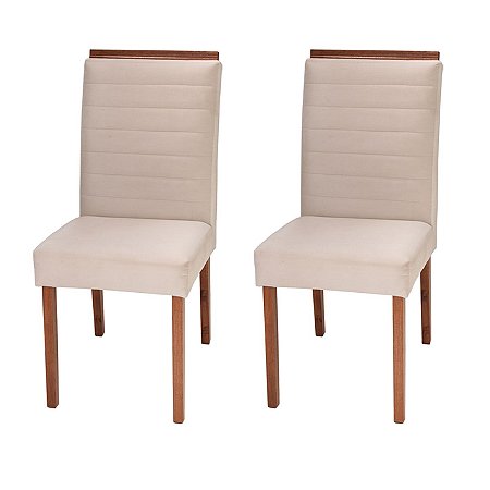 Conjunto 2 Cadeiras Estofadas Para Mesa de Jantar Amêndoa Madri