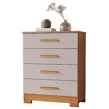 Cômoda 4 Gavetas Compacta 64cm Lídia Cinamomo/Off