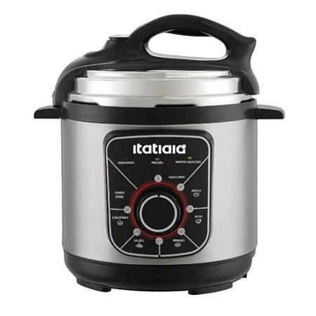Panela de Pressão Elétrica Itatiaia Essencial 5L Inox Preta 900W 127V