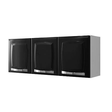 Armário Aereo de cozinha Itatiaia Rose com 3 portas cor Preto Arm-105