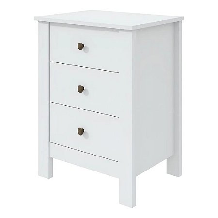 Mesa De Cabeceira Alta Qualidade Maggiore 3 Gavetas Branco