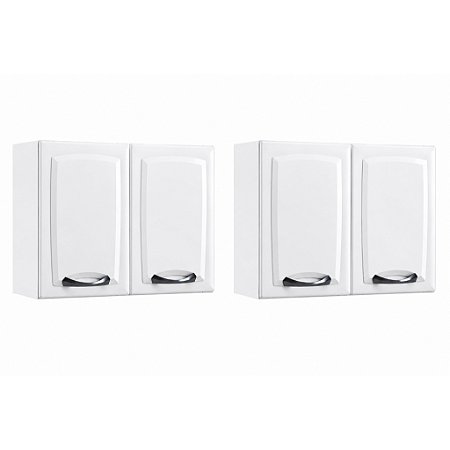 Kit 2 Armários Aéreos Multiuso Itatiaia Aço 2 Portas New Premium Branco