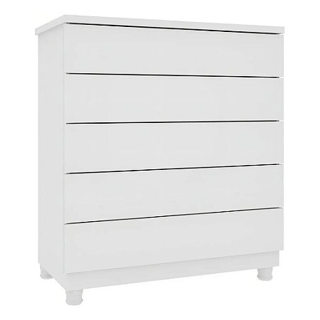 Comoda para Quarto de Casal 5 Gavetas Premium Tcil Móveis Branco