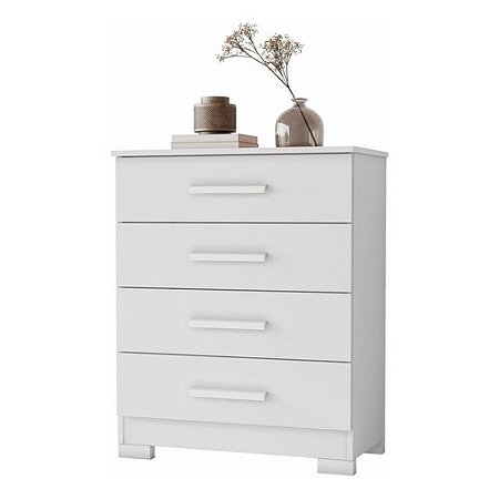 Cômoda 4 Gavetas Compacta 64cm Lídia Branco Branco