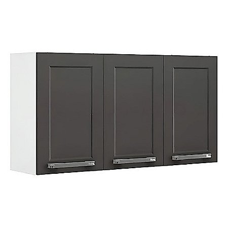 Armário De Cozinha Aéreo Itatiaia Aço 3 Portas Florença Grafite/branco