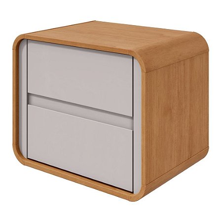 Mesa de Cabeceira 2 Gavetas Loop Amêndoa Clean/Off White