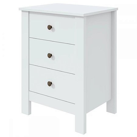 Mesinha Para Cabeceira De Cama Com 3 Gavetas Mesinha Magiore Cor Branco Lopas