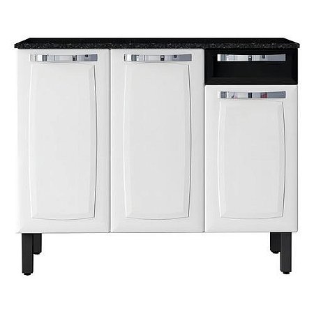 Itatiaia Rose Balcão 105 cm 3 Portas 1 Gaveta Com Tampo Branco/Preto