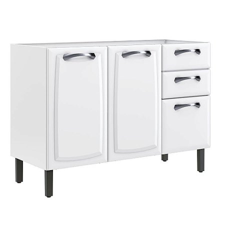 Balcão Para Pia Itatiaia New Premium Aço 3 Portas Sem Tampo Branco