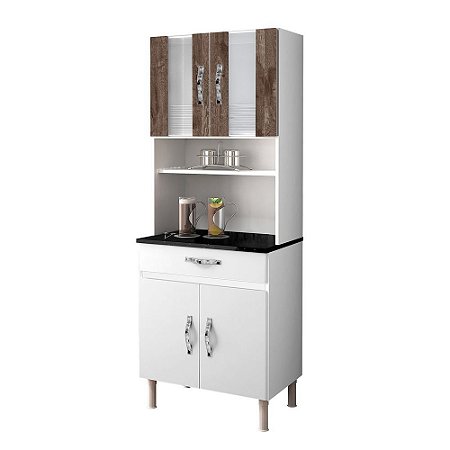 Armário De Cozinha 4 Portas 1 Gaveta Ventura Chf Branco/Imbuia