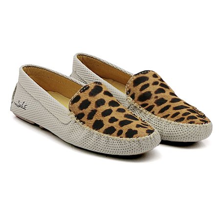MOCASSIM FEMININO DE COURO LEGÍTIMO SANTA FÉ ANIMAL PRINT - OFF WHITE - Zattore