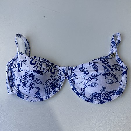 Meia Taça com Bojo Maleável, Aro tecido glow Grécia azul 093 (CALCINHA NÃO INCLUSO)