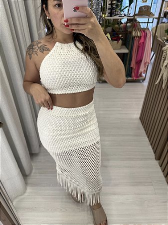 Conjunto Milão Off saia e croped ( tamanho único)
