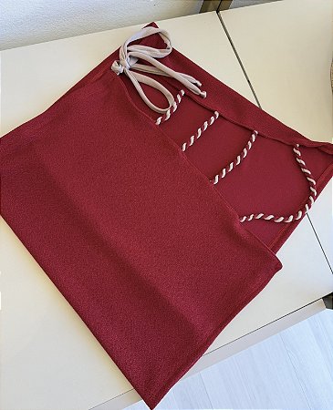 Saia Ilhabela vermelho com fenda lateral e alcinhas torcidas( valor somente da saia )