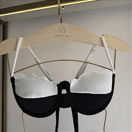 Meia Taça 093 Nuvem com Bojo Maleável e aro Tulum preto e off white (CALCINHA NÃO INCLUSO)