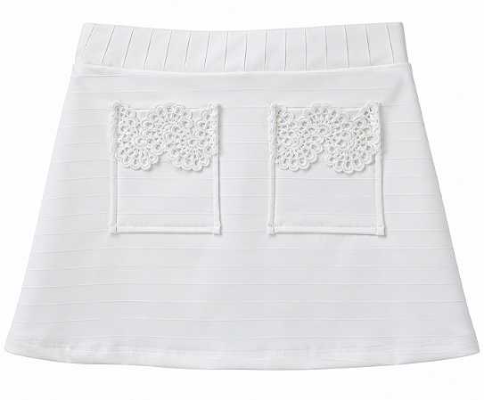 Saia bolsinho Aspen Off White com renda ( valor somente da saia )