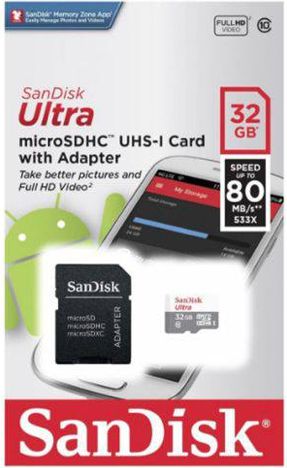 CARTÃO DE MEMORIA MICRO SD 32GB SanDisk Ultra