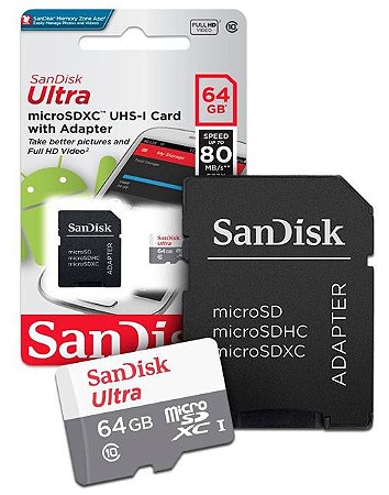 CARTÃO DE MEMORIA MICRO SD 64GB SanDisk Ultra