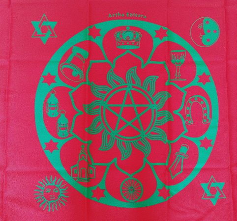 Toalha Toalha Tecido Jogo Baralho Mandala Cigana Vermelho 70 x 70 cm