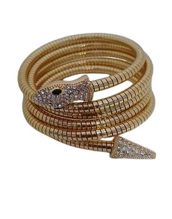 Pulseira Bracelete Serpente Cobra Elastica Dourado